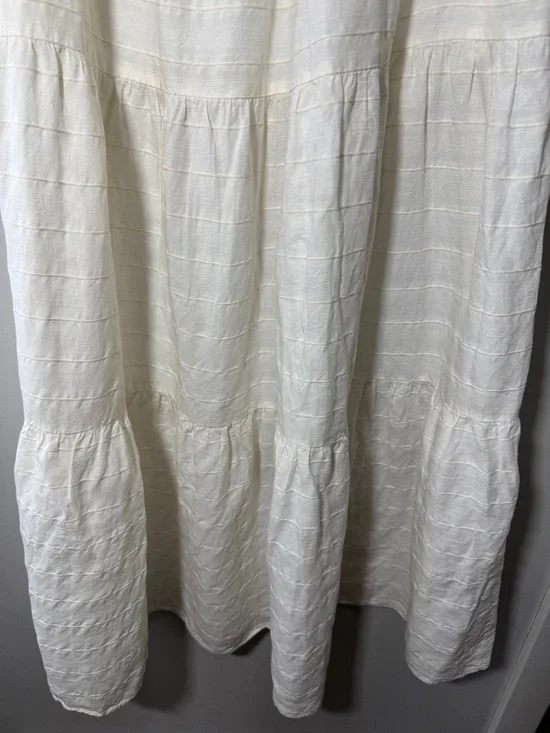 J McLaughlin Ophelia White Linen Cotton Blend Tiered Maxi Skirt Resort Wear LG - Picture 8 of 14